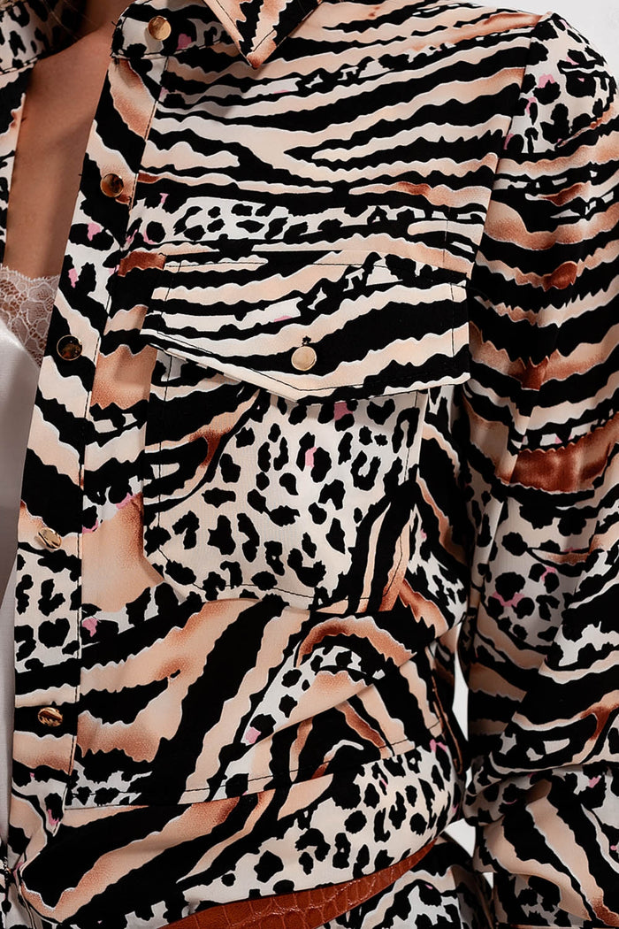 Animal shirt dress in natural - dress