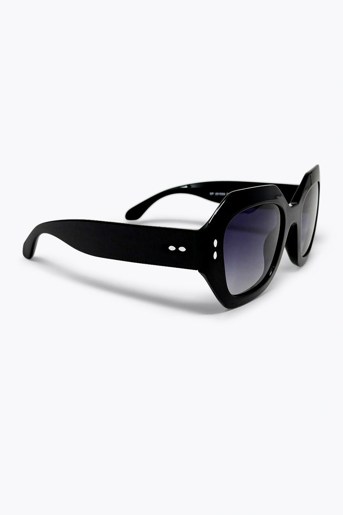 Black Geometric Oversized Frame Gradient Lens Sunglasses