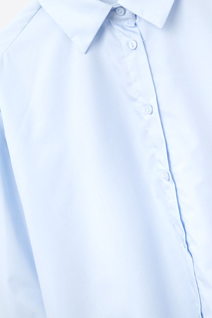Blue poplin shirt with extra-wide cuffs - Shirts