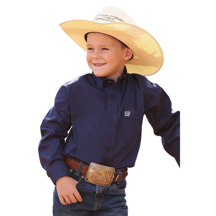 Cinch Boy's L/S Solid Button Down Western Shirt in Roy