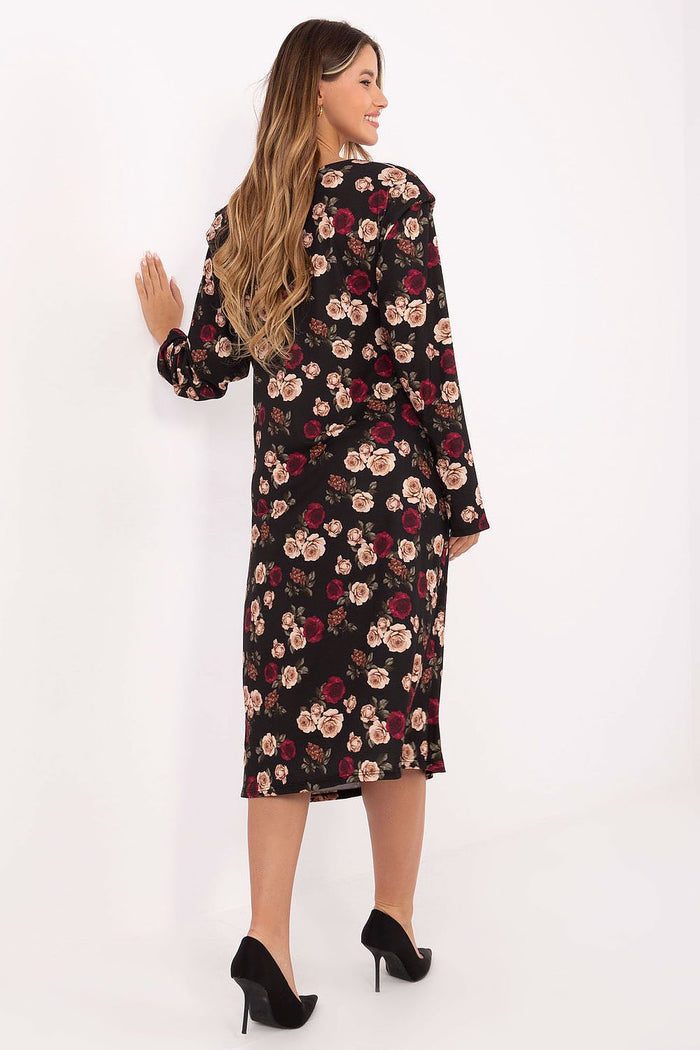 Classic Floral Midi Dress for Women - Dresses