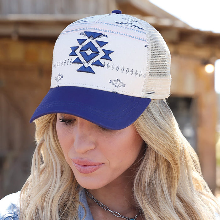 Cruel Women's Aztec Trucker Cap in Cream and Purple