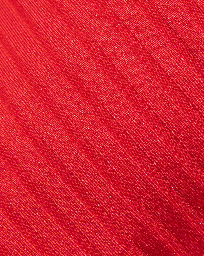 Close-up of flame-colored ribbed fabric used in the LSPACE flame Dolce Bikini Bottom.