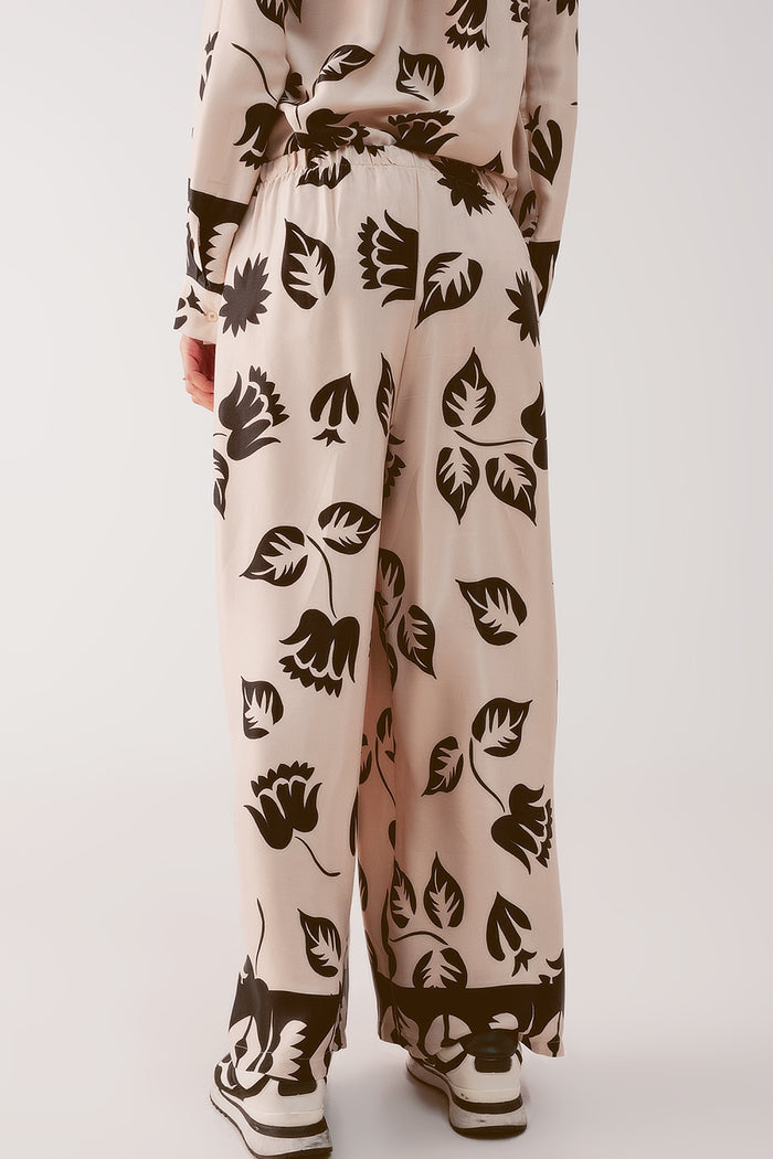 Elasticated super wide leg pants in creme - trousers
