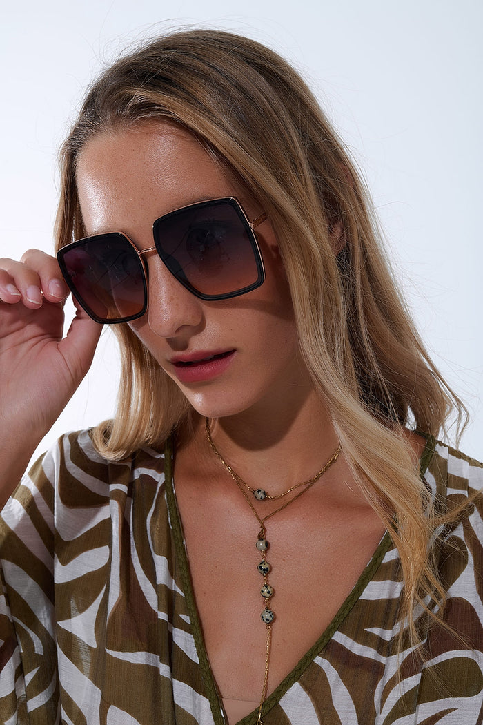 Extra Large Square Sunglasses in Chocolate Brown