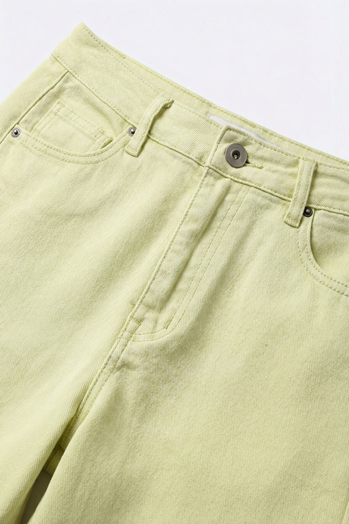 Extra Wide-Leg elastic Cotton Twill Pants in Mint green - Coloured Jeans