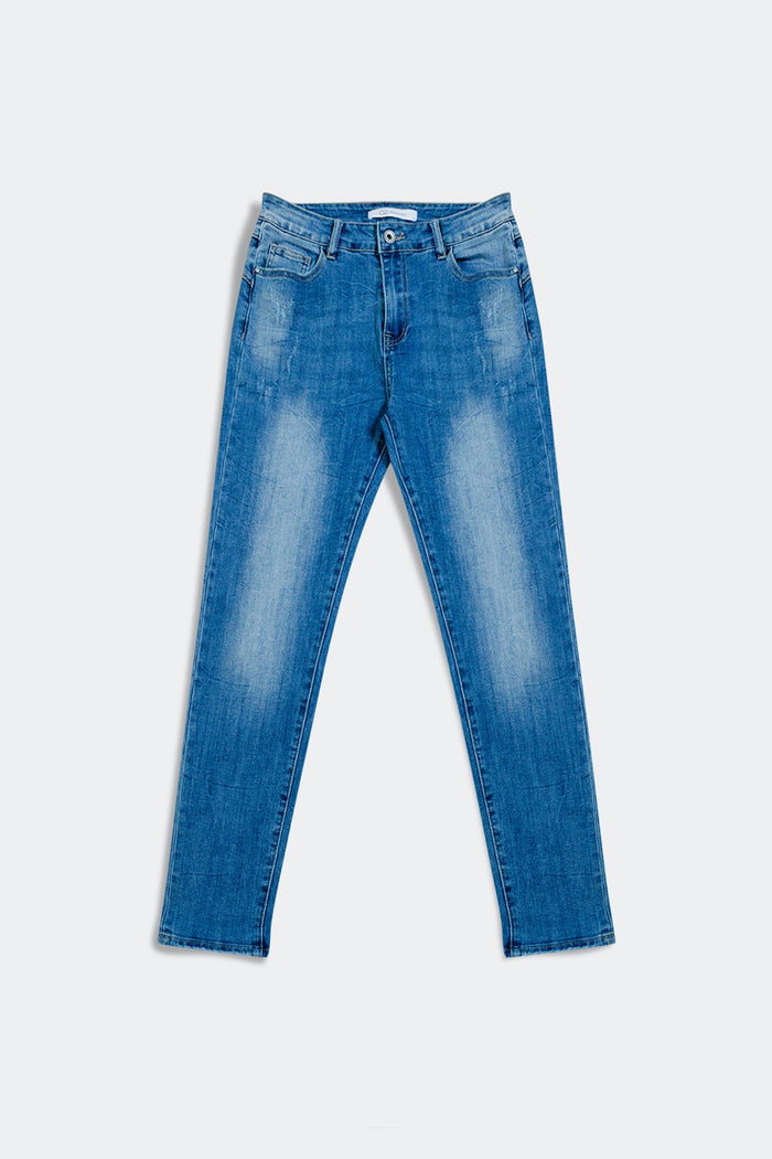High rise cigarette jeans in midwash - Denim