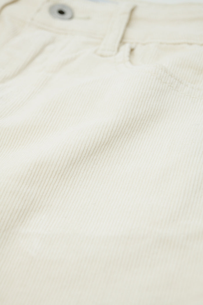 Light Beige Corduroy flare pants with leopard print at the bottom - trousers