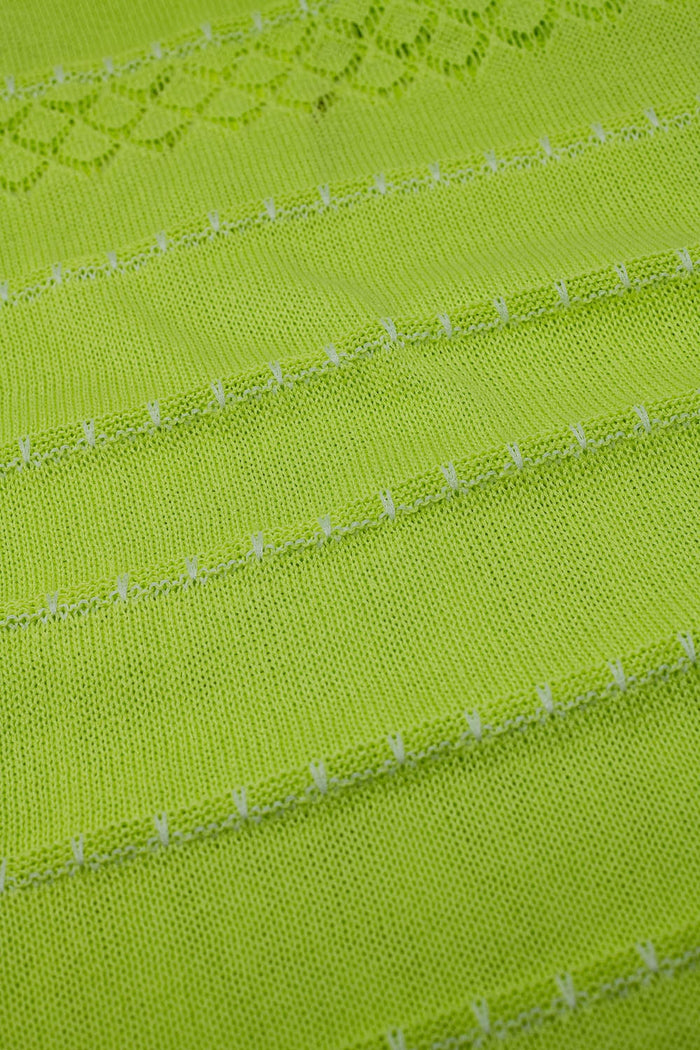 Lime midi sleeveless dress with v-neck and crochet design - dress