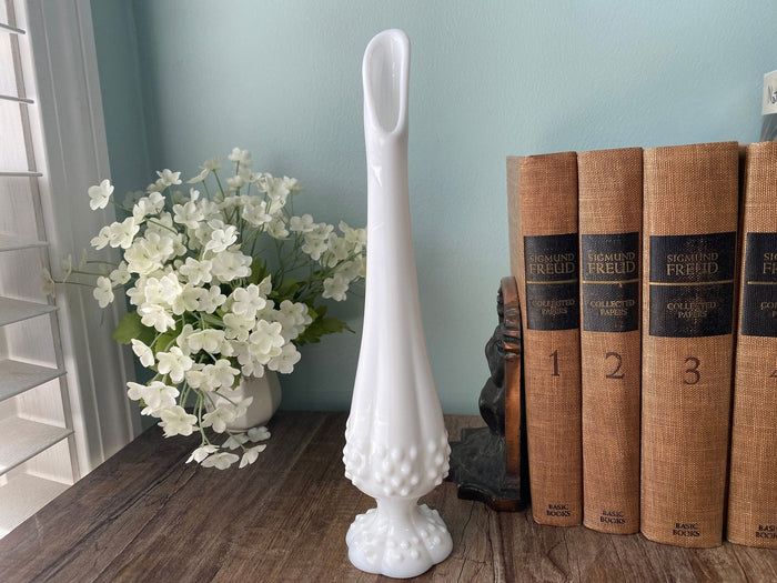 Midcentury Fenton Hobnail Stretch Milk Glass Vase at Duckwells