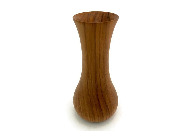 Midcentury turned Olive Wood Vase, signed Oliv Art Lucca at Duckwells