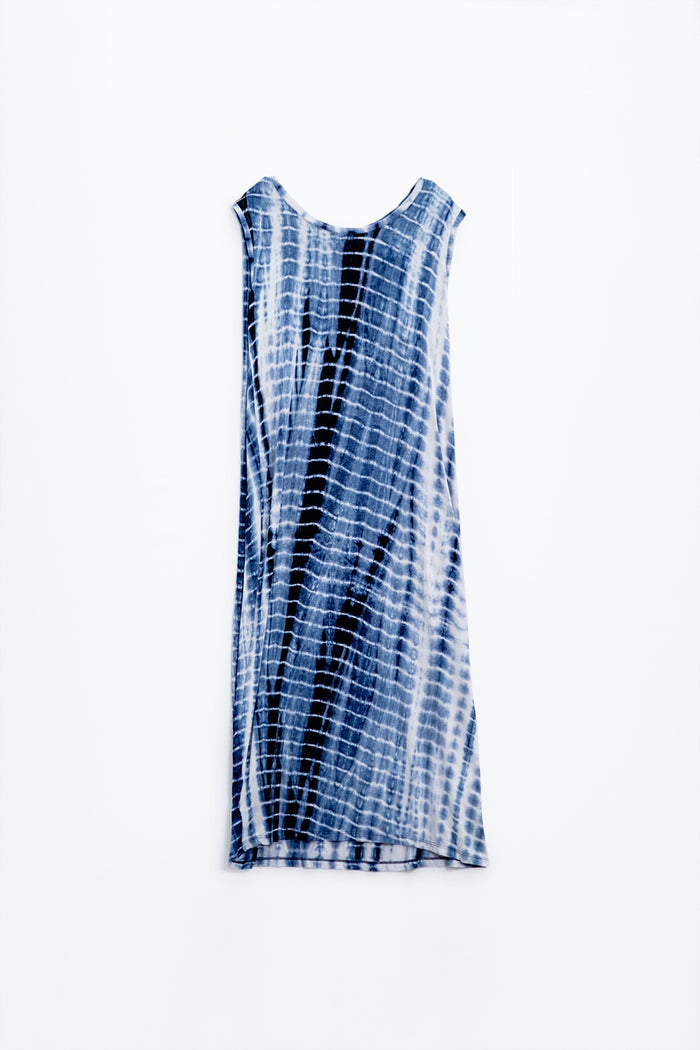 Relaxed maxi Tie dye Dress In Shades of Blue - dress