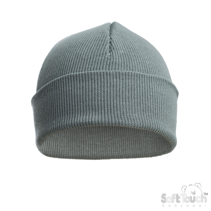 SAGE GREEN INFANTS COTTON BEANIE HAT (NB-12) (PK6) H704-C-SG