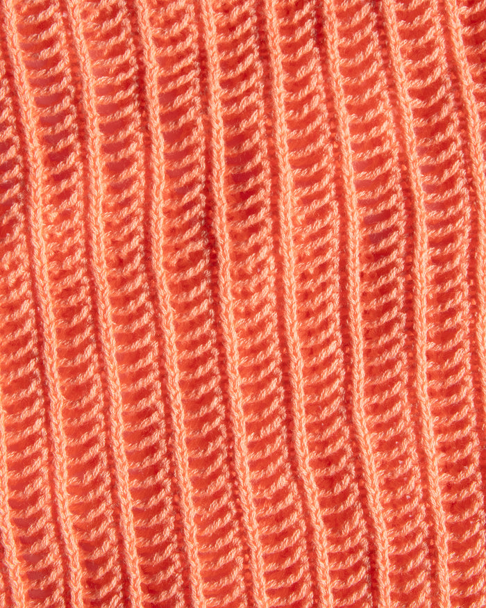 Close-up of the LSPACE Sander Top and Skirt in fresh squeezed, showing the detailed crochet knit texture of the fabric.