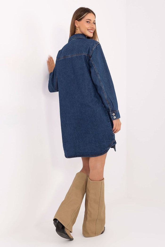 Sublevel Feminine Denim Shirt Dress for Trendy Style - Dresses