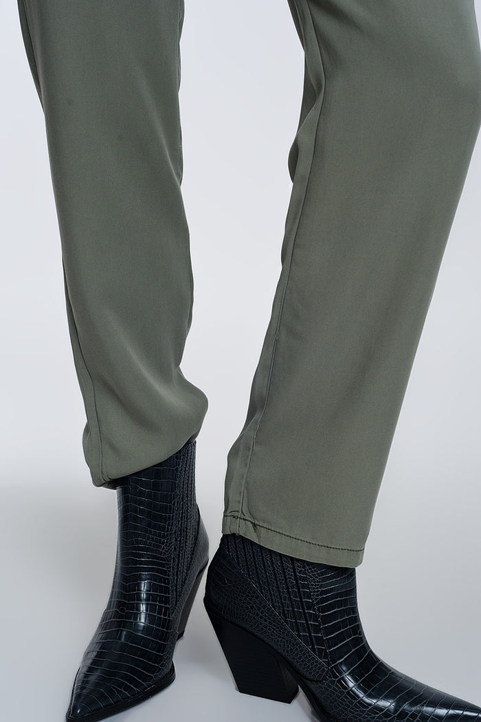 Trousers with tie waist in green - trousers