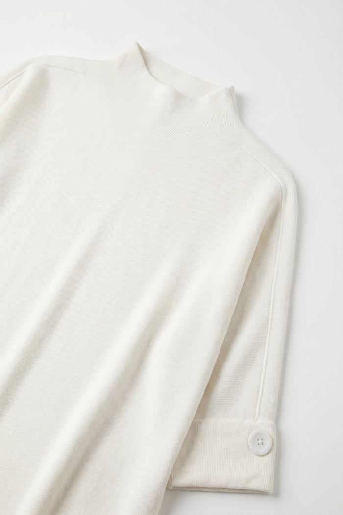 White Knitted Sweater with Button Details