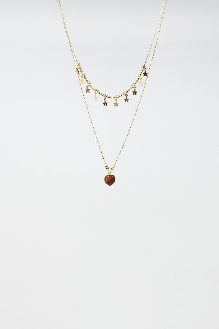 2 in 1 Necklace with Star and Heart Charms