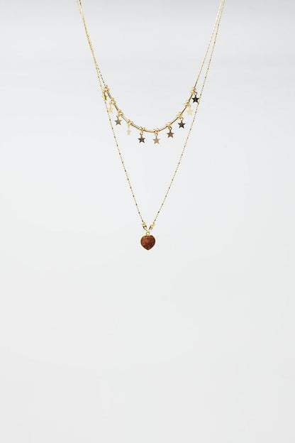 2 in 1 Necklace with Star and Heart Charms