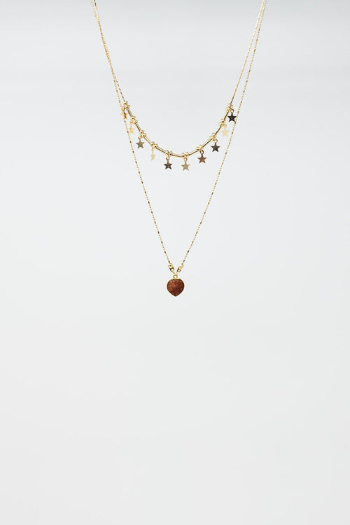 2 in 1 Necklace with Star and Heart Charms