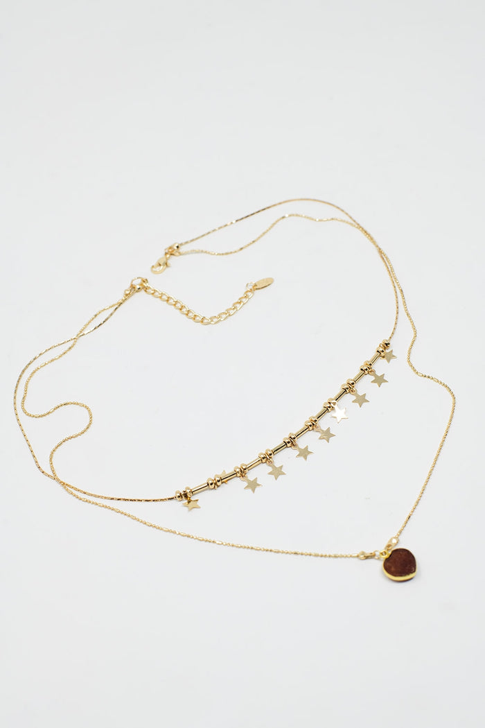 2 in 1 Necklace with Star and Heart Charms