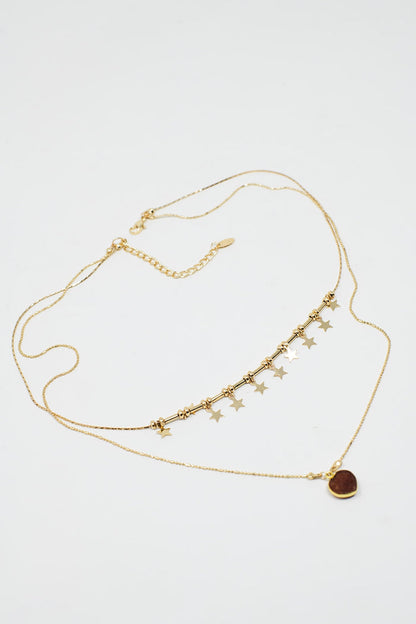 2 in 1 Necklace with Star and Heart Charms