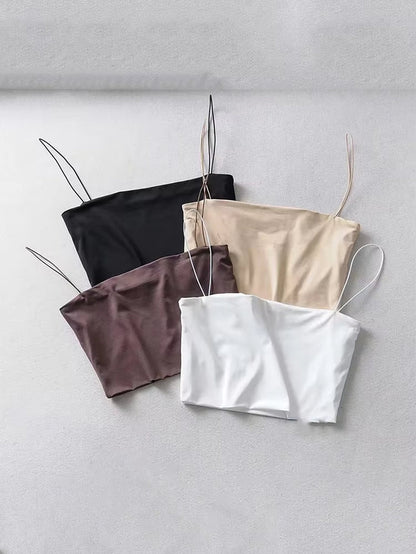2022 Summer Women'S Crop Top Sexy Elastic Cotton Camis Sleeveless Short Tank Top Bar