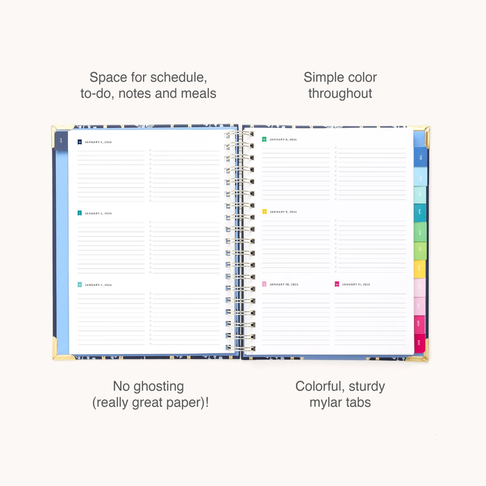 2026 Spiral Weekly Simplified Planner - Poppy Posies