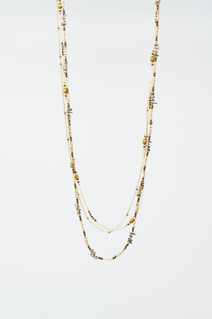 3 in 1 necklace with different type of beads