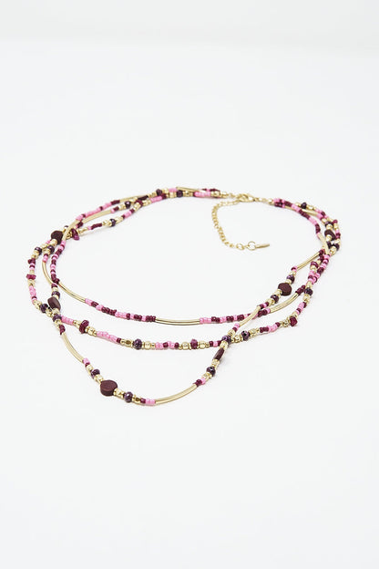 3 in 1 necklace with multicolor stones