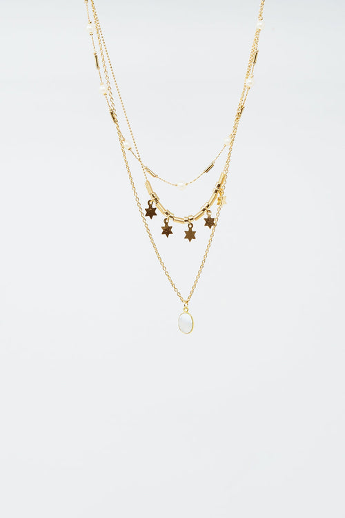 3 in 1 necklace with star and pearl detail