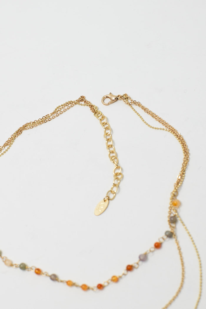 3 In 1 Necklace with Star Charm and Multicolor Beads.
