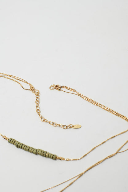 3 in 1 Necklace With white and Green Beads
