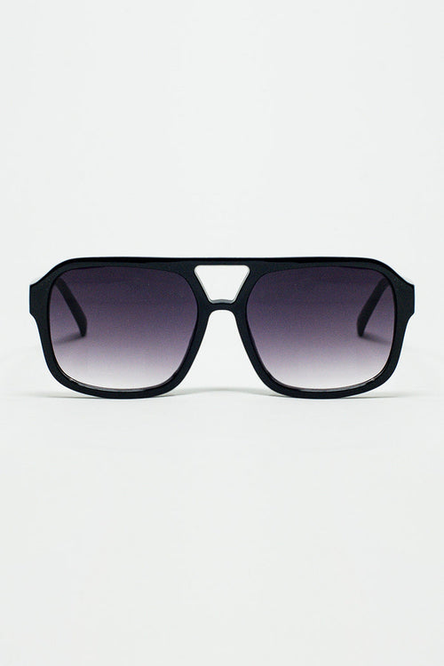 70's Aviator Sunglasses With Smoke Black Lense in Black