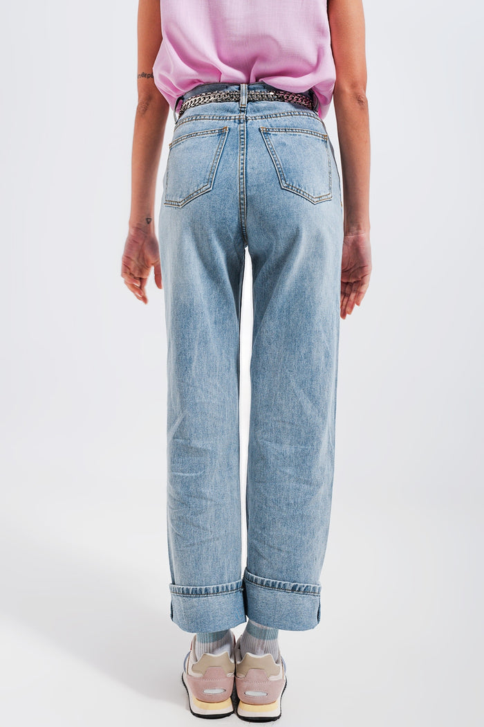 90s jean in heart print - Denim