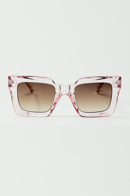 90's Squared Sunglasses in Pink