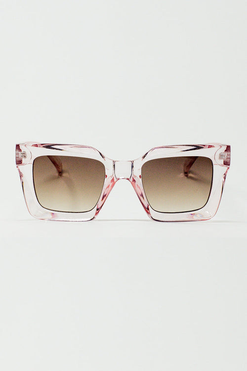 90's Squared Sunglasses in Pink