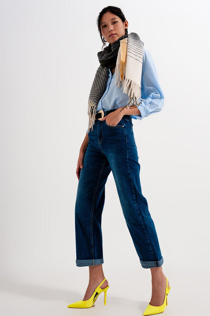 90s straight leg jean in mid wash blue - Denim