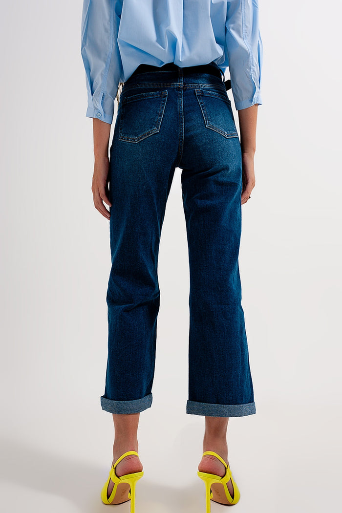 90s straight leg jean in mid wash blue - Denim