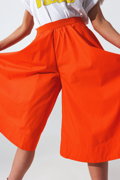 A-line skirt with elastic waist band in Orange - trousers