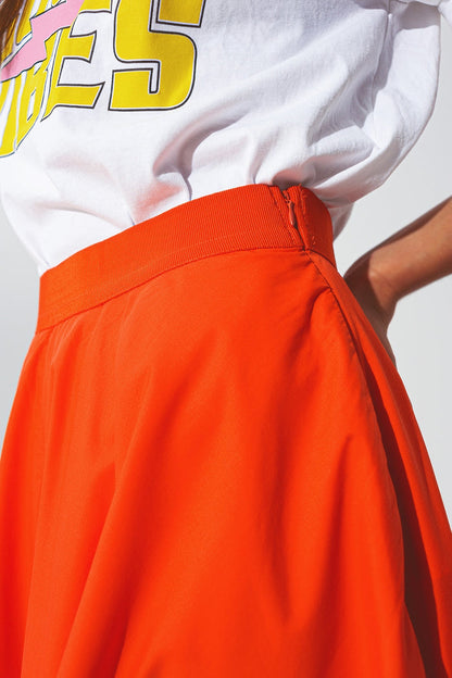 A-line skirt with elastic waist band in Orange - trousers