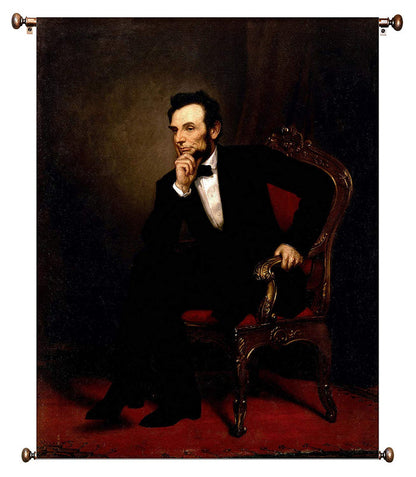 Abraham Lincoln Sitting Portrait by Healy on Canvas Hung on Copper Rod, Ready to Hang, Wall Art Décor