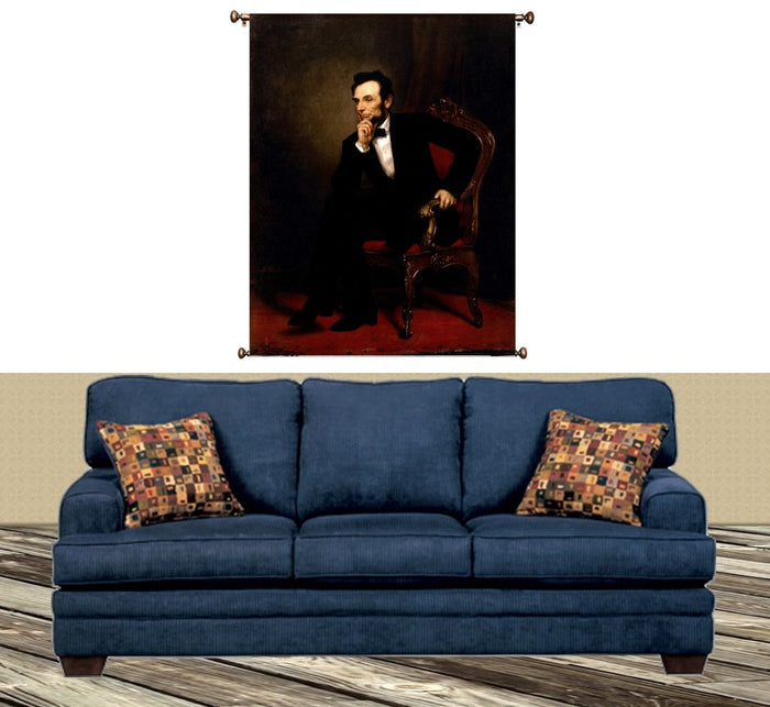 Abraham Lincoln Sitting Portrait by Healy on Canvas Hung on Copper Rod, Ready to Hang, Wall Art Décor