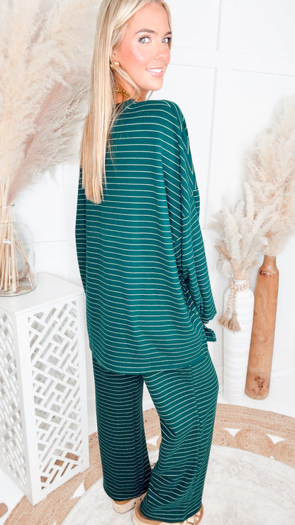 Addi Oversized Striped Top-Green