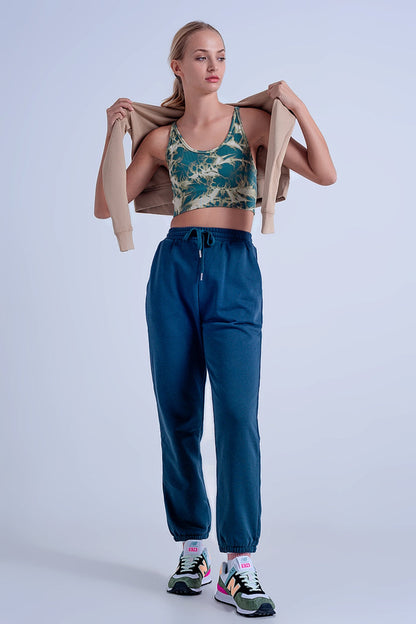 Adjustable waistband joggers in dark green - trousers