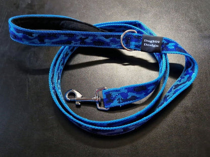 Dogtraining101 Silver Adult Dog Premium Handle Fancy Blue Camo 1.5m x 25mm Lead