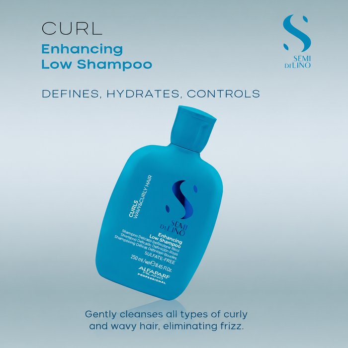 Alfaparf Milano Semi di Lino Curls Enhancing Low Shampoo 250ml sulfate-free shampoo for curly and wavy hair that hydrates, defines curls and reduces frizz.