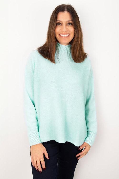 Amazing Woman Jolie 16290 Seafoam Boxy High Neck Jumper - Dotique - Amazing Woman