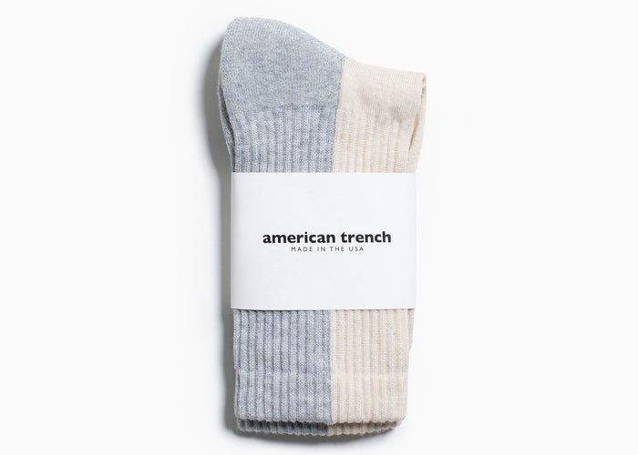 American Trench Dual-Tone Crew – Linen/Heather Grey