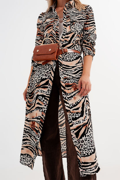 Animal shirt dress in natural - dress